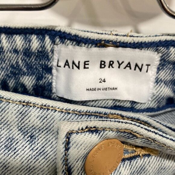 Lane Bryant Womens Whiskering Faded Straight Leg Jeans Light Blue Size 24 - Picture 5 of 6